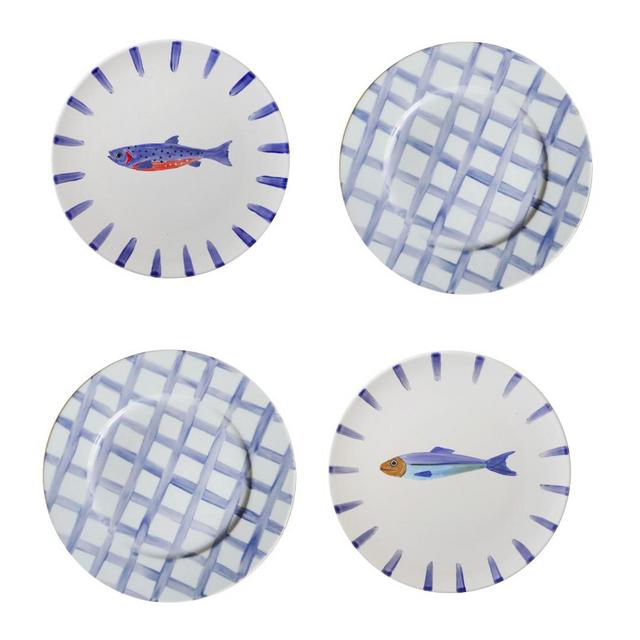 Handpainted Mix & Match Fish Plate Bundle 2, Set of 4
