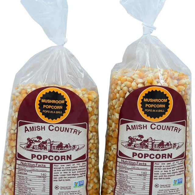 Amish Country Popcorn | 2-2 lb Bags | Mushroom Popcorn Kernels | Old Fashioned, Non-GMO and Gluten Free