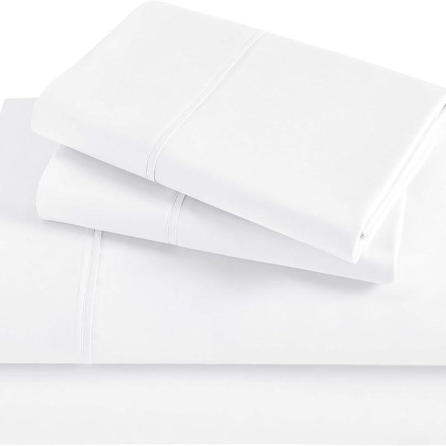 Superior Modal from Beechwood 400 Thread Count Bed Sheet Set, 1 Elastic Deep Pocket Fitted Sheet, 1 Flat Sheet, 2 Pillowcases, Silky Soft Cool Bedding Essentials, Sateen Weave, Queen, White