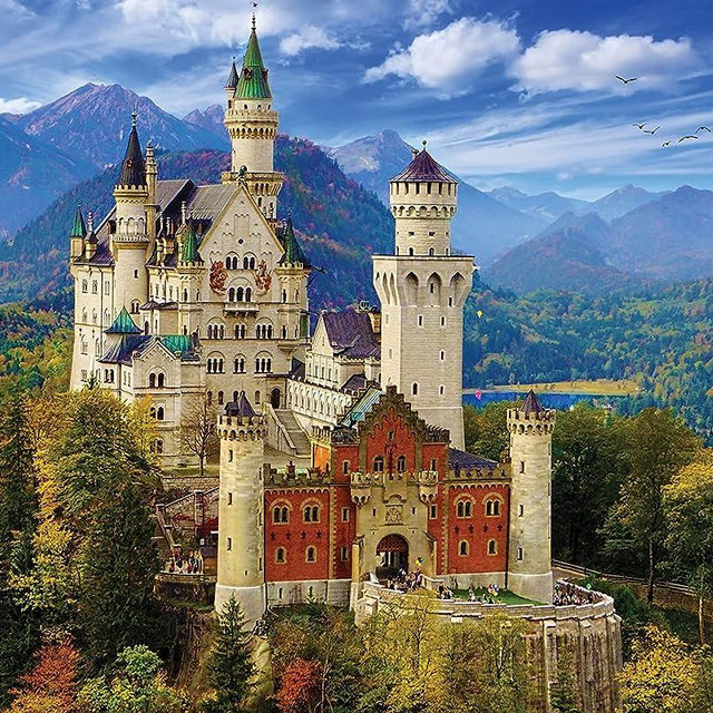 White Mountain Puzzles Neuschwanstein Castle - 1000 Piece Jigsaw Puzzle, 144 months to 1188 months