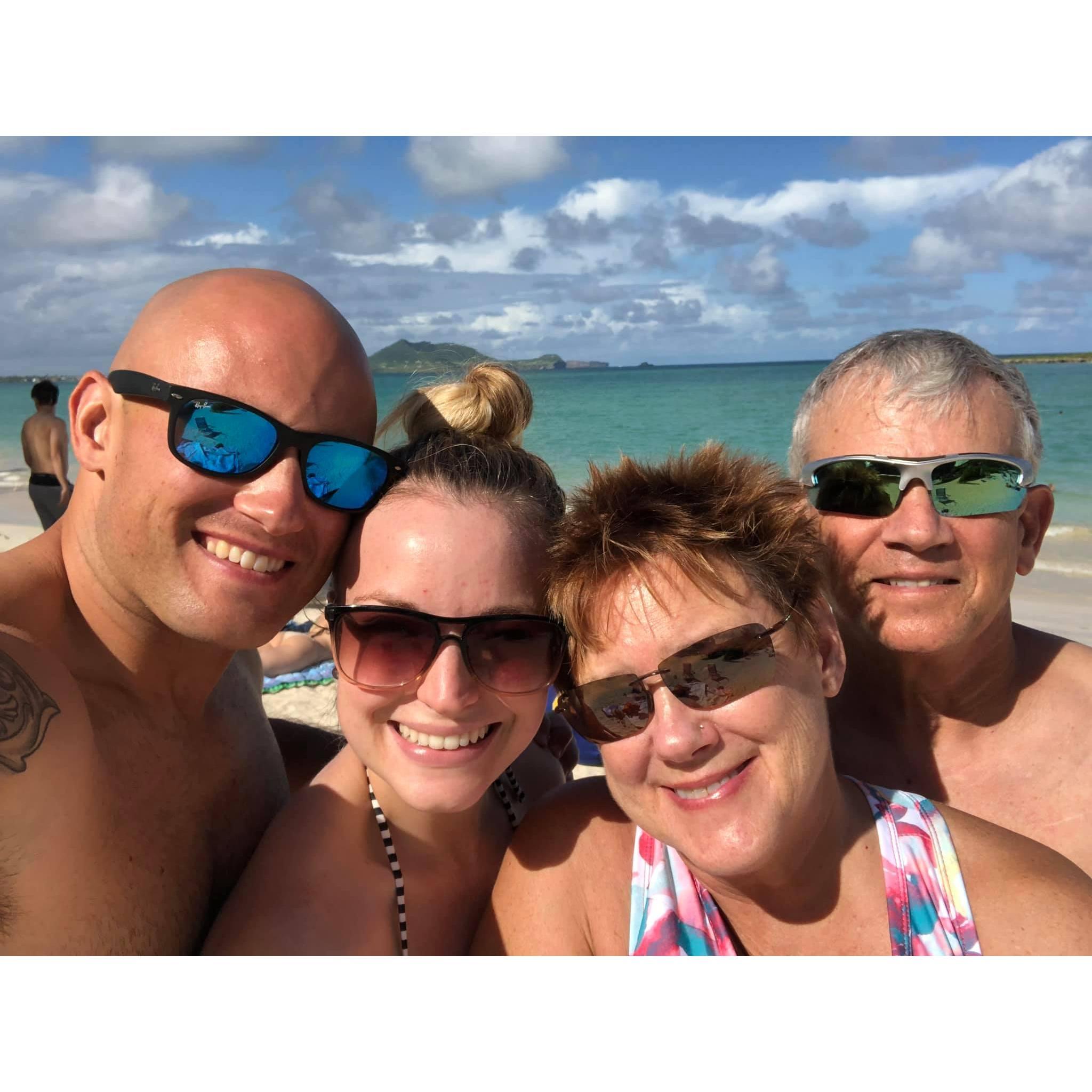 Beach day with Mom and Dad Voorhees