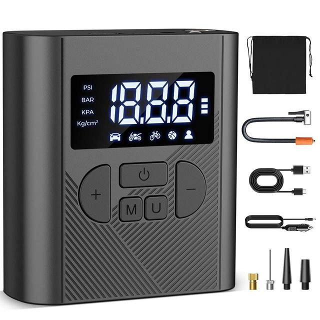 NUSTE Tire Inflator Portable Air Compressor, 20000mAh Battery & 12V DC Air Pump for Car Tires With Tire Pressure Gauge, 150PSI Car Tire Inflator With LED Light for Motorcycle, Car, Bike, Ball