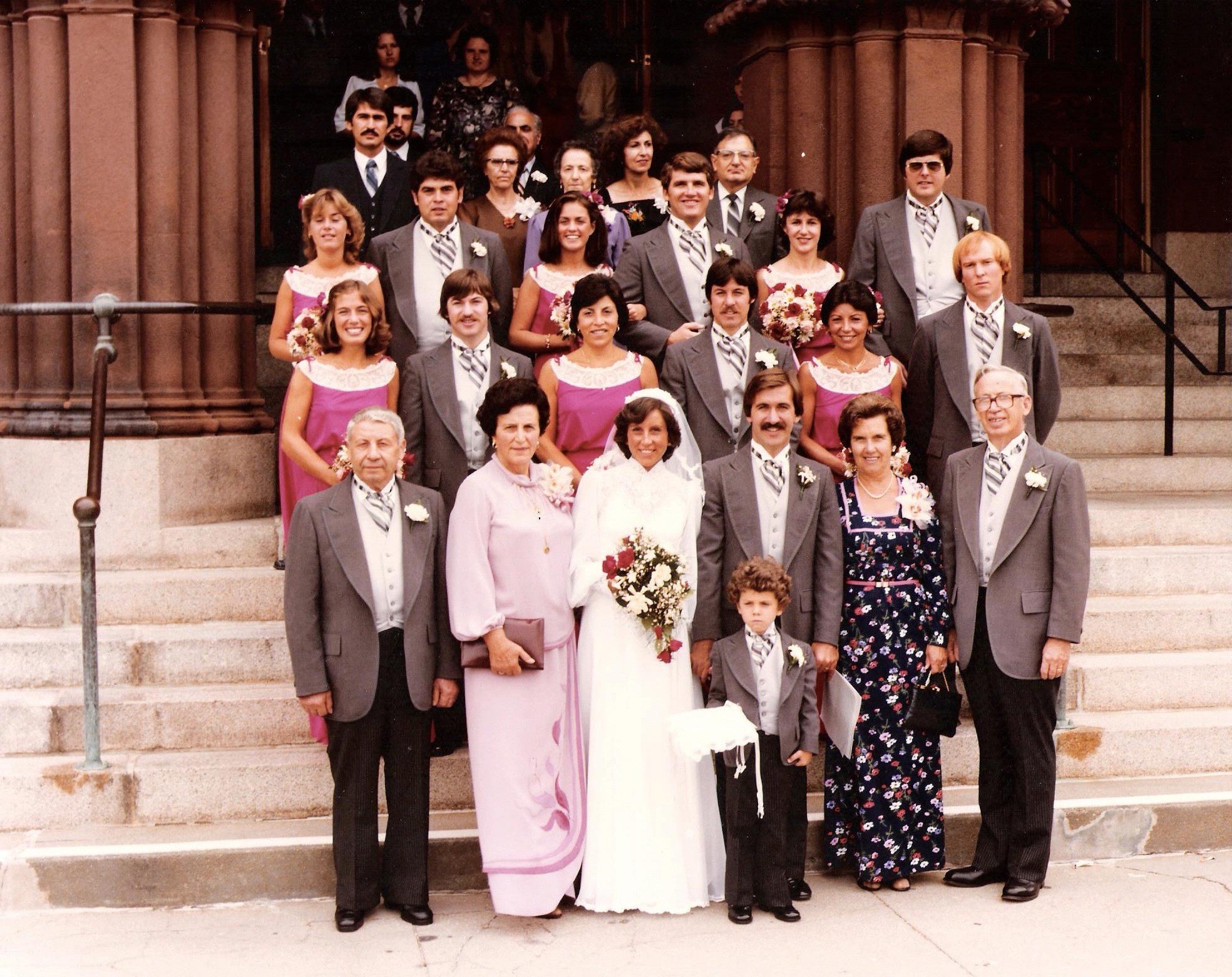Maria and Gerry's Wedding Day, September 13th, 1980. Cesidio and Elvira are on the far left. On the far right is Gerry's father, John's grandfather Bud, who passed in August of 1987.