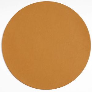 Rizzo Round Reversible Brown and White Faux Leather Placemat + Reviews | Crate & Barrel