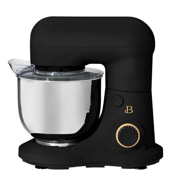Beautiful 3.5 Qt Stand Mixer, White Icing – Compact Tilt-Head Design with Flat Beater, Dough Hook, Balloon Whisk, 12 Speeds, Dishwasher Safe Attachments – (BLACK SESAME)