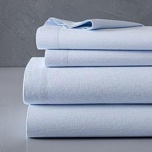 Organic Washed Cotton Stripe Sheet Set - Kyoto Blue