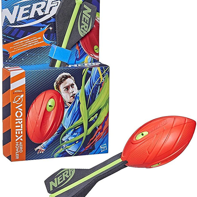NERF Vortex Aero Howler Foam Ball, Classic Long-Distance Football, Flight-Optimizing Tail, Whistling Sound, Indoor & Outdoor Fun