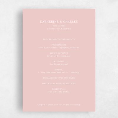Blush, Pink Wedding Program - Stevens