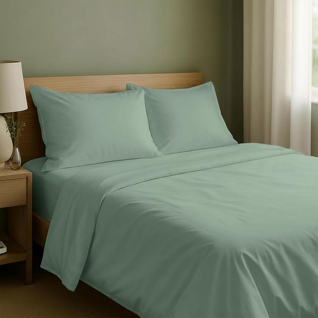 California Design Den Deep Pocket Queen Sheets Set - Natural 100% Cotton Bed Sheets, Soft Sateen Weave, All Around Elastic, Breathable and Durable Bedding - Frosty Green