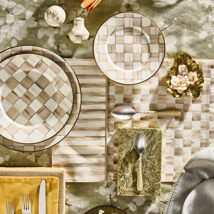 MacKenzie-Childs, Mocha Check Enamel Salad Plate | Zola