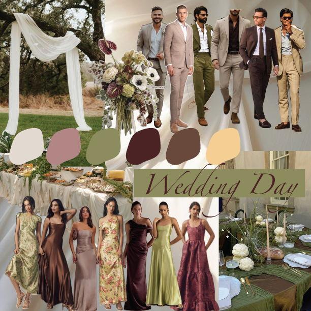 Inspirational moodboard for wedding day attire