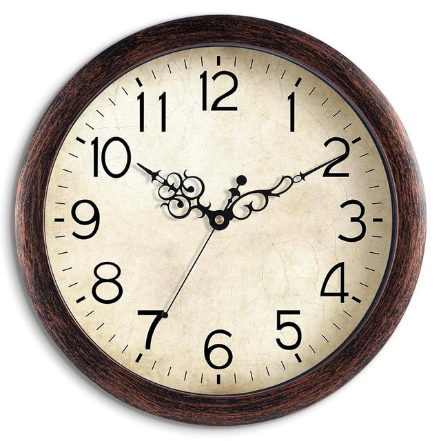 KECYET Wall Clock 12 Inch Vintage Wall Clocks Battery Operated Quartz Silent Non-Ticking Retro Rustic Style Clock Decorative for Living Room, Home Office, Kitchen,Bedroom (Bronze)