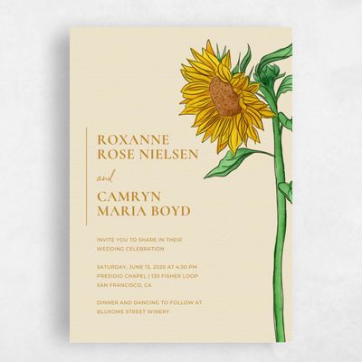 Beige Floral Wedding Invitation - Bonnie Bloom