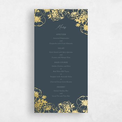 Grey Wedding Menu - Anemone Foil