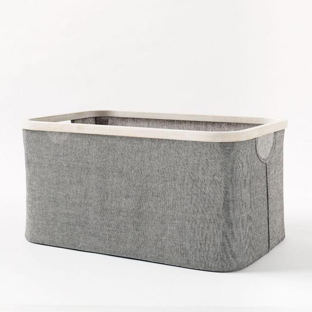 Bamboo Storage Basket, Gray Washed, Medium