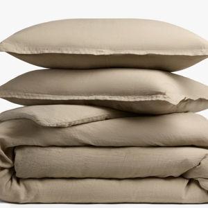 Linen Duvet Cover Set, Queen - Color: Toast