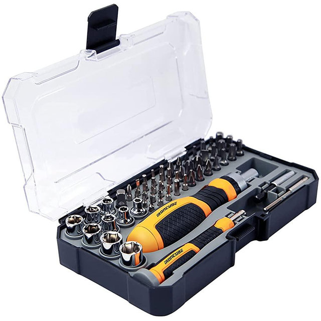 IRONCUBE Ratcheting Screwdriver Bit Set with Nut Drivers, 56-Piece