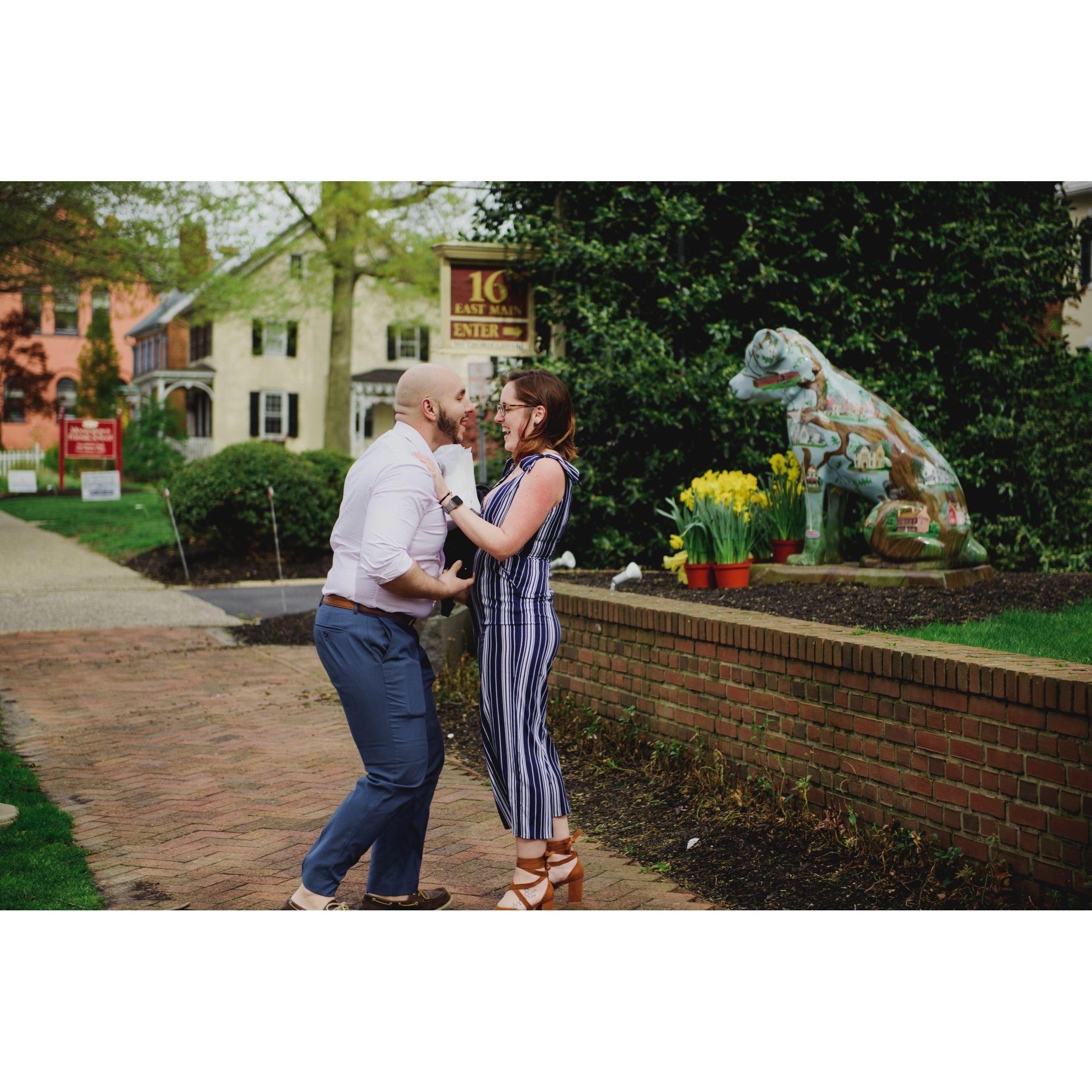 The engagement was a complete surprise!