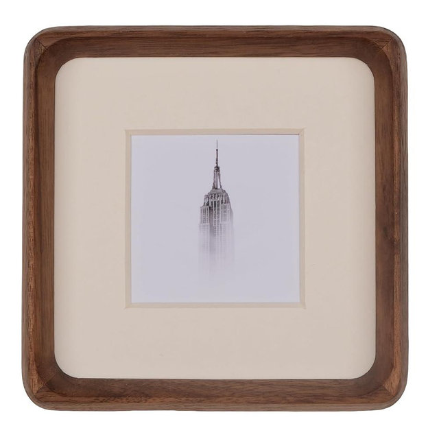 Youncewooder 4x4 Picture Frame with 2x2 Mat - Rustic Walnut Wood Square Frame, Wall & Tabletop Display for Baby & Pet Photos (4x4,Walnut)
