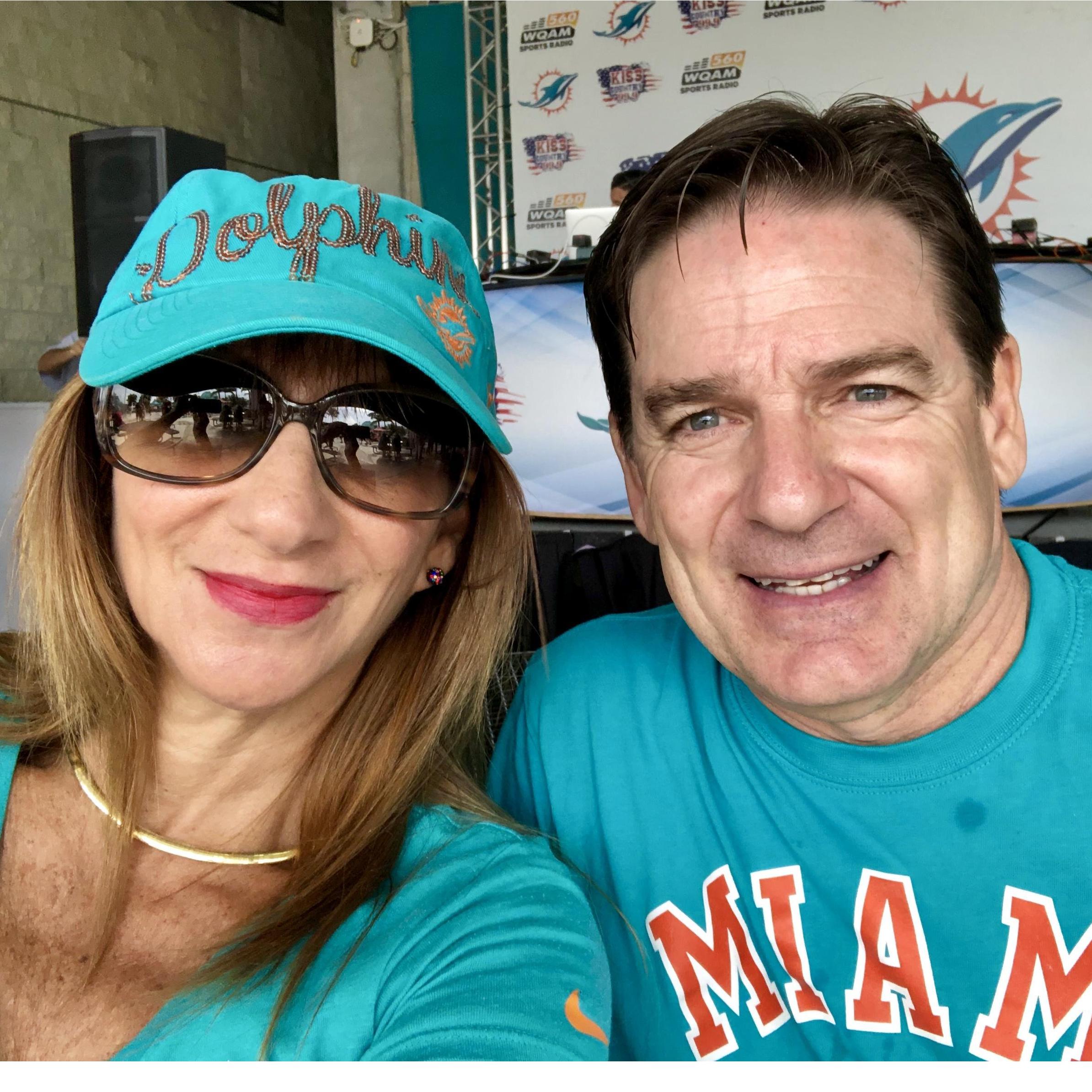 At a football game - GO FINS!