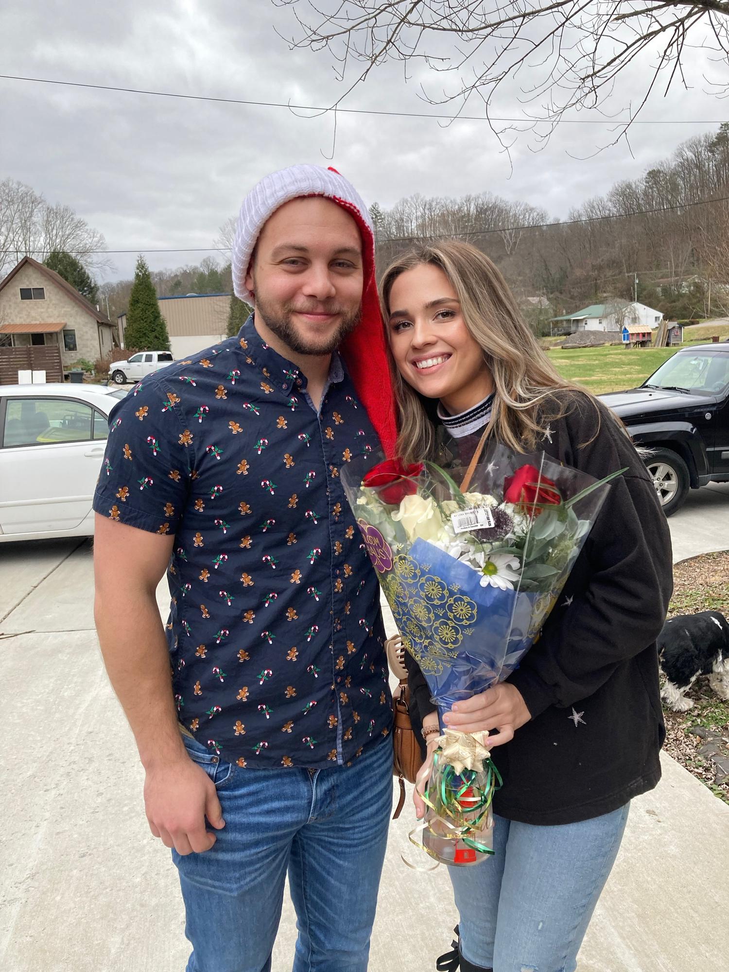 December 2021 - First Christmas together. Gage brought flowers to lay at Emma’s dad’s grave