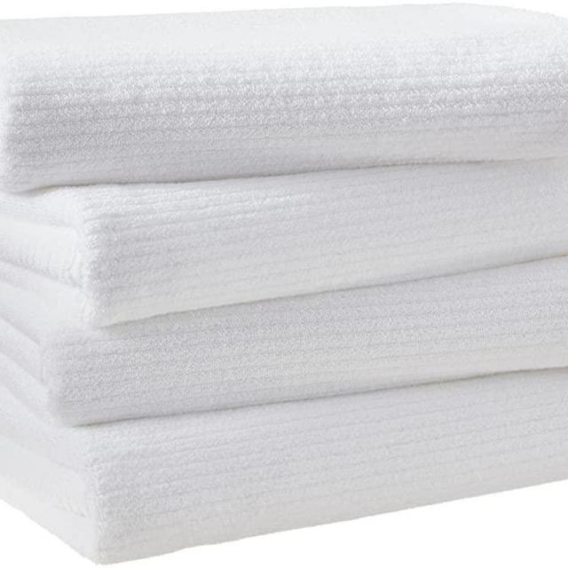 Aware 100% Organic Cotton Ribbed Bath Towels - Bath Towels, 4-Pack,  Light Gray