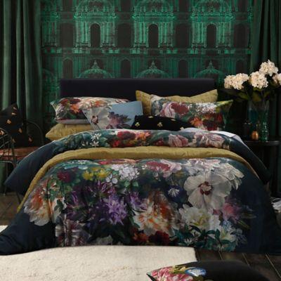 MM Linen Fiori 3-Piece Queen Comforter Set in Black