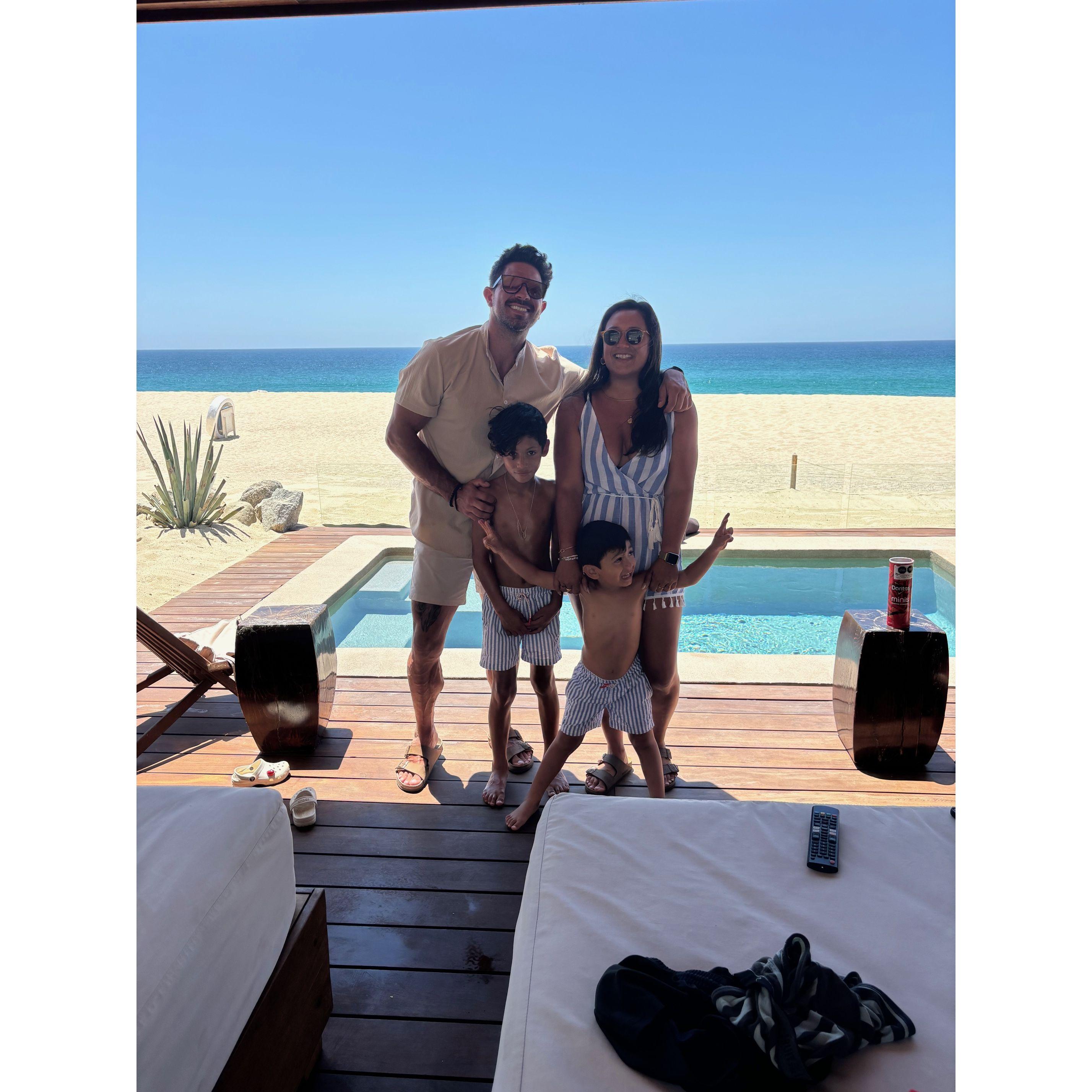 Dreams Resort, Cabo San Lucas! The boys had a blast on this trip! This was the first time they experienced a cabana with a pool inside of it! ;)