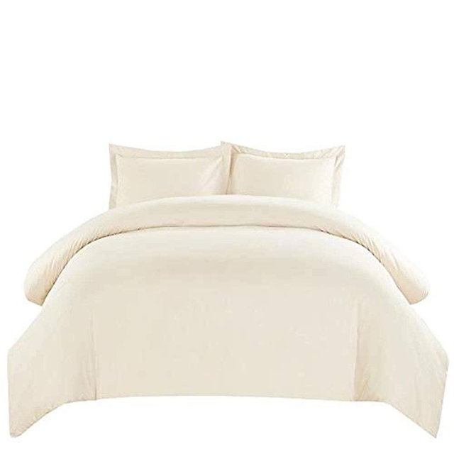 Royal Hotel's Solid Ivory 550-Thread-Count 3pc King / Cal-King Duvet-Cover 100-Percent Cotton, Sateen Solid
