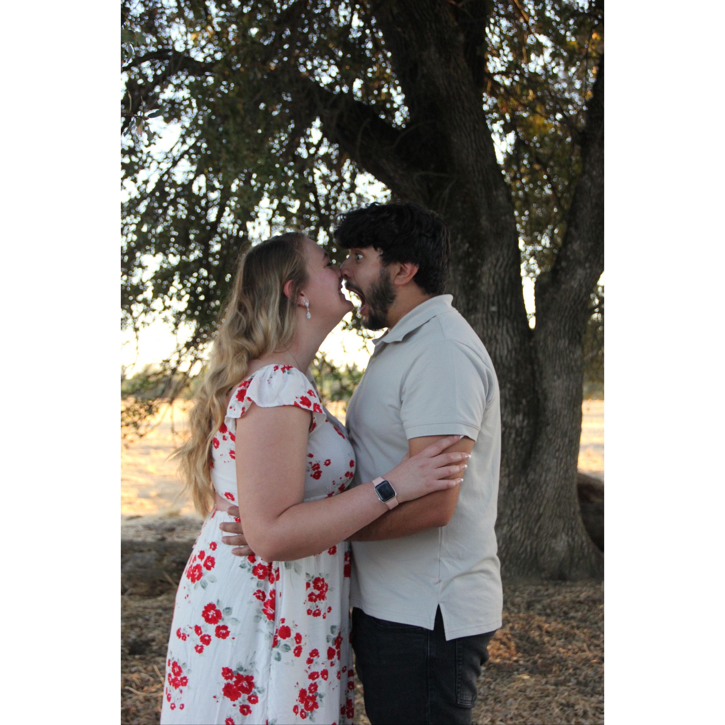 Trying to eat Megan's face