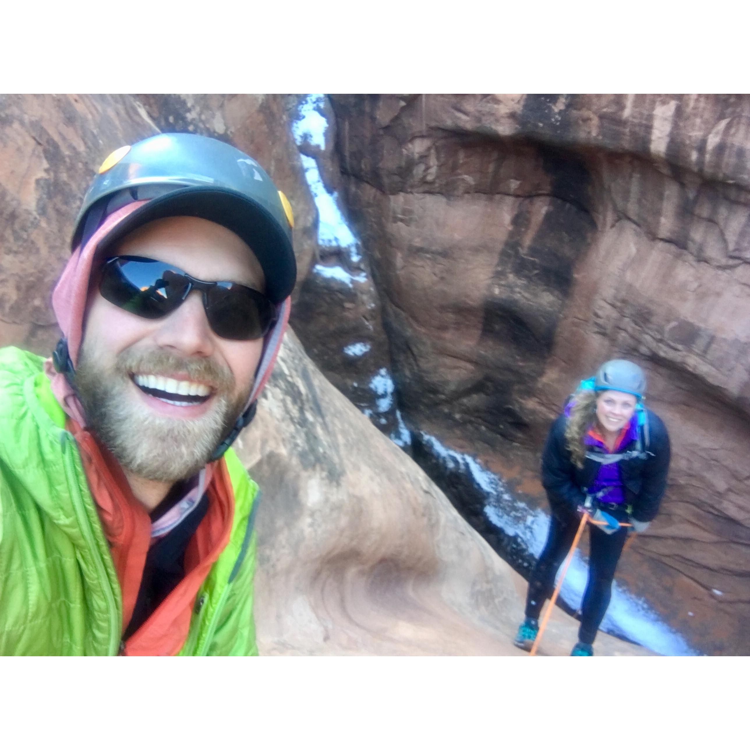 New Years rappelling in the Firey Furnace