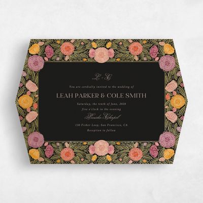 Black Diamond Wedding Invitation - Isolde Landscape Foil