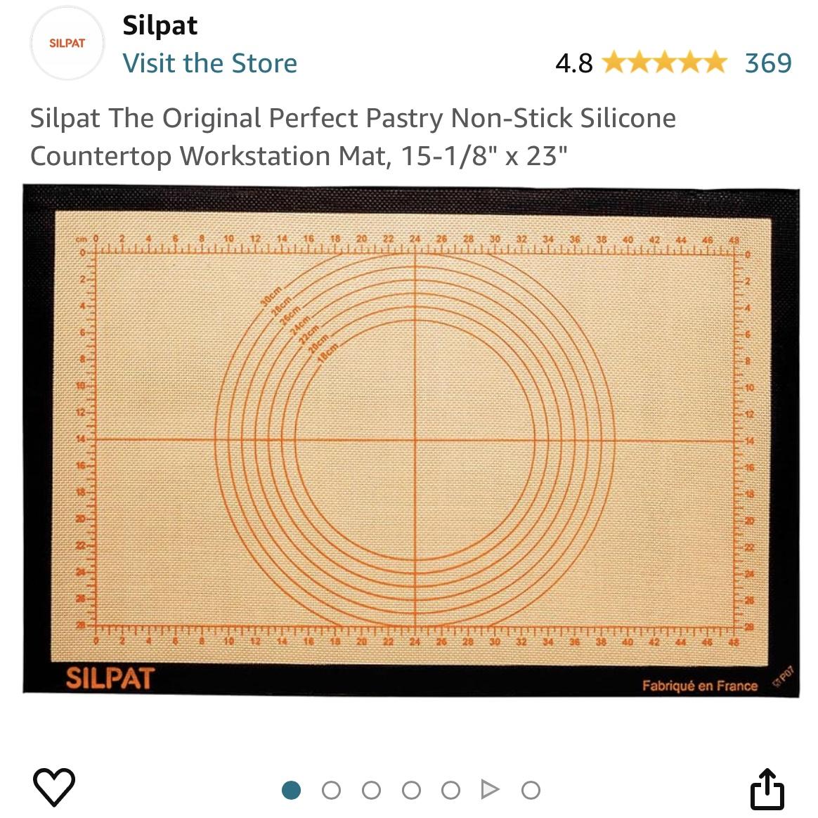 Silpat The Original Perfect Pastry Non-Stick Silicone Countertop Workstation Mat, 15-1/8" x 23"