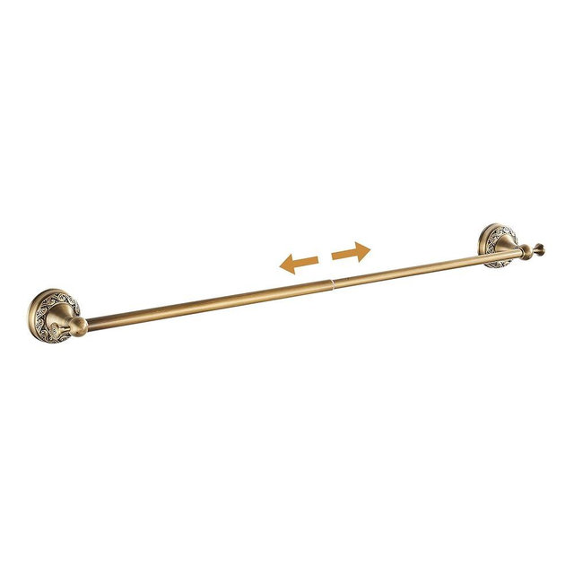 Wall Mounted Bathroom Towel Rack, Towel Bar Adjustable 15.5 to 27.5 Inch Antique Brass Pattern Carving,Brushed Bronze