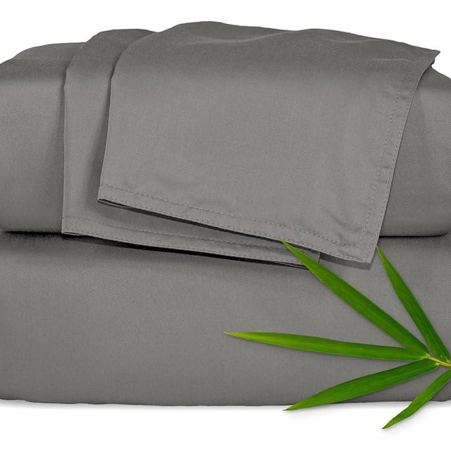 Pure Bamboo Full Sheets, Genuine 100% Organic Viscose Derived from Bamboo Bed Sheet Set, Luxuriously Soft & Cooling, Double Stitching, 2 Year Quality Promise (Full, Graphite)
