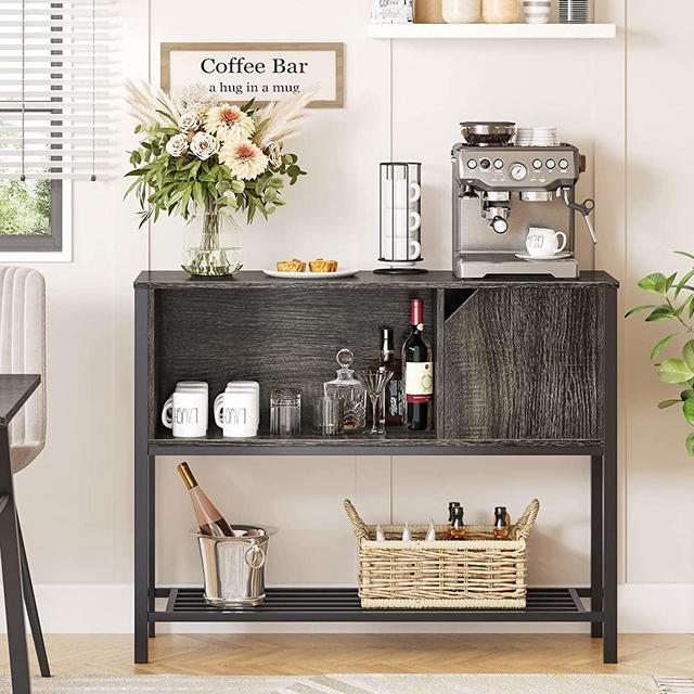 Bestier Kitchen Sideboard with Storage Buffet Cabinet Coffee Bar with Adjustable Shelves Console Table for Kitchen Dinning Room Living Room Hallway Entrance, Black