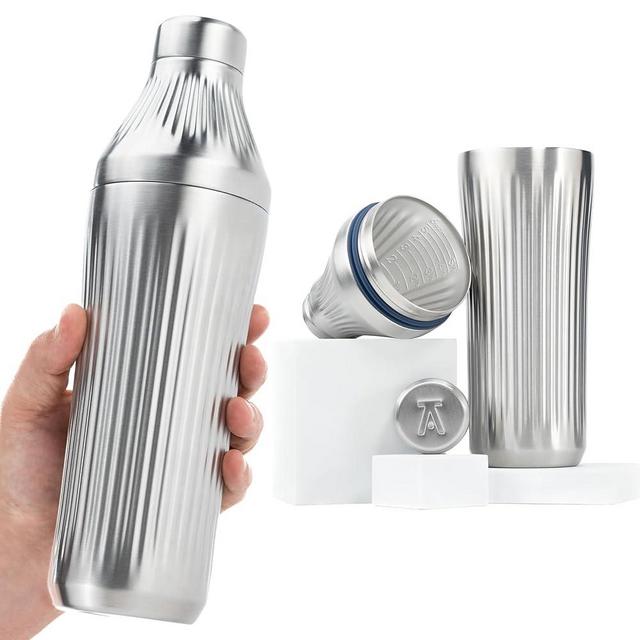 Elevated Craft Diamond Edition Hybrid Cocktail Shaker Set - Premium Vacuum Insulated Stainless Steel, 28 oz, Includes Built-In Strainer, Precise Measuring Top & XL Polishing Cloth - Martini Shaker