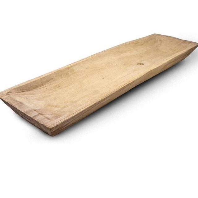 Wooden Dough Bowl Centerpiece Tray- Rustic, Artisan Inspired Primitive Wood Tray for Serving and Decor, Tabletop and Hearth Display
