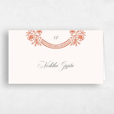 Deep Orange Wedding Place Card - Tauriel