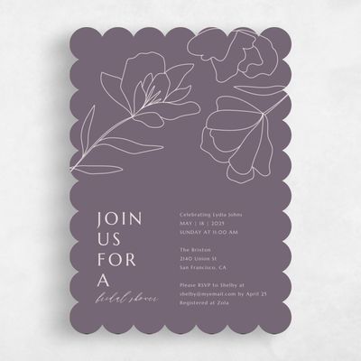 Purple Scalloped Wedding Wedding Shower Invitation - Emeline Bloom