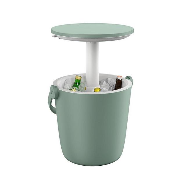 Keter Go Bar 4.2 Gallon Portable Beer and Wine Cooler with Handle and Pop Up Outdoor Table Perfect for Your Patio, Picnic, and Beach Accessories, Green