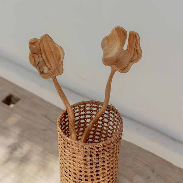 Flora Teak Salad Serving Set