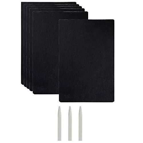 Slate Cheese Boards - 6 Piece Charcuterie Plates, Cheese and Meat Serving Board for Home, Restaurant, Cafe Use, 3 Chalks Included, 7.9 x 0.25 x 11.75 Inches