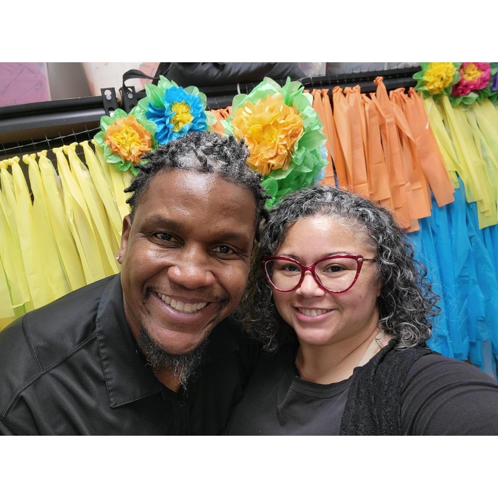 We volunteer together for date nights.  We made decorations for Shine Prom.