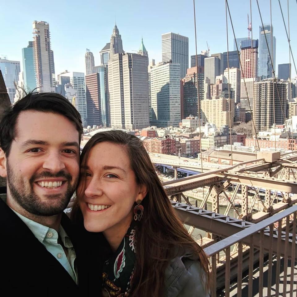 Walking across the Brooklyn Bridge while visiting good friends in New York City!