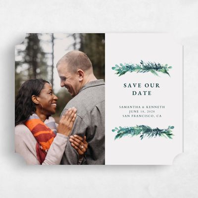 Grey Ticket Wedding Save the Date - Oxley Portrait