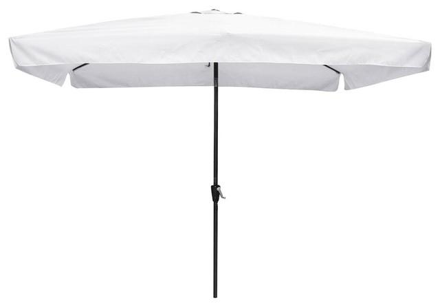 10x6.5' Aluminum Patio Umbrella With Valance Sunshade Crank Tilt, White