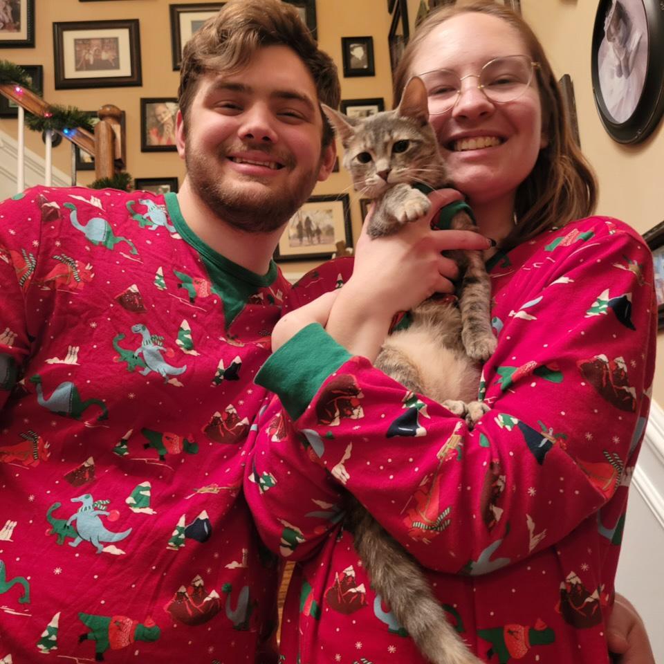 Our first Christmas owning our first pet, Kiwi