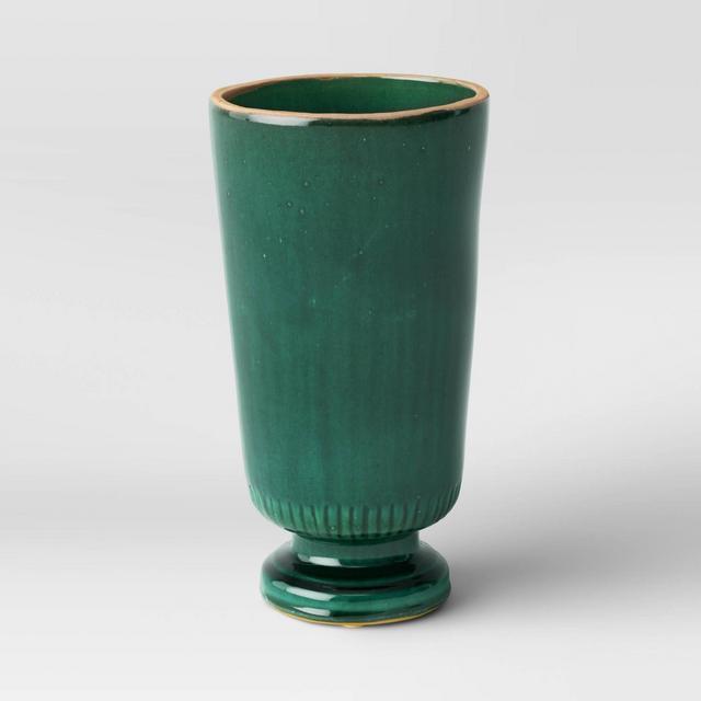 11" x 6" Glazed Ceramic Vase Green - Threshold™