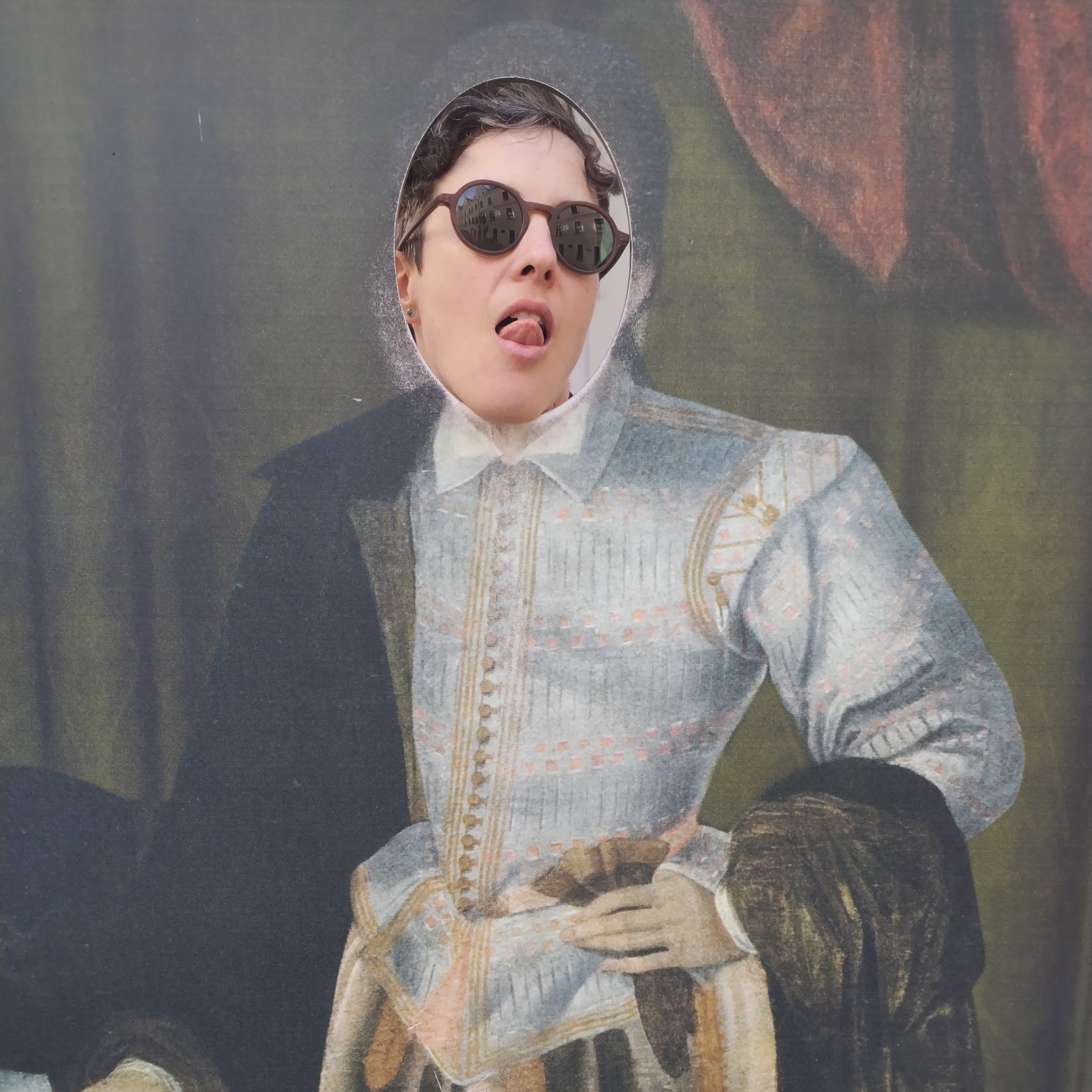 From our trip to Szczecin. They had these portraits of old monarchs—and clearly, we had a little too much fun with them.